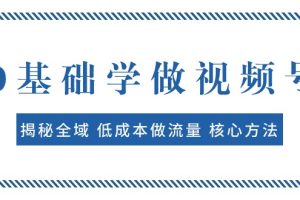 0基础学做视频号：揭秘全域 低成本做流量 核心方法 快速出爆款 轻松变现