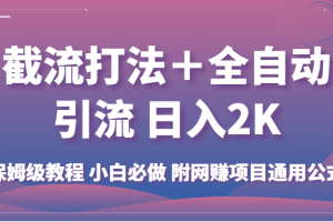 截流打法＋全自动引流 日入2K 保姆级教程 小白必做   附网赚项目通用公式