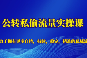 公转私偷流量实操课，致力于拥有更多自持，持续，稳定，精准的私域流量