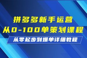 拼多多新手运营从0-100单策划课程，从零起步到爆单详细教程