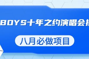 最新蓝海项目，靠最近非常火的TFBOYS十年之约演唱会流量掘金，八月必做的项目