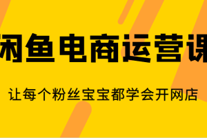 闲鱼电商运营课，让每个粉丝宝宝都学会开网店