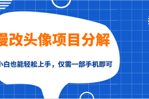 漫改头像项目分解，即使是小白也能轻松上手，仅需一部手机即可