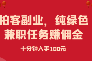 拍客副业，纯绿色兼职任务赚佣金，十分钟入手100元