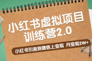 《小红书虚拟项目训练营2.0》小红书引流到微信上变现，月变现2W+