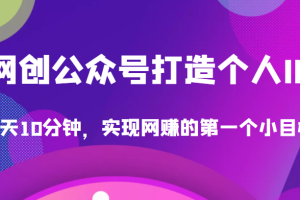 收费398的网创公众号打造个人IP项目，每天10分钟，实现网赚的第一个小目标