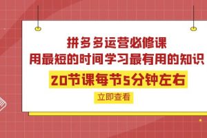 拼多多运营必修课：20节课每节5分钟左右，用最短的时间学习最有用的知识