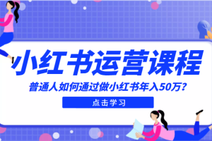 最适合普通人的小红书入门课程：普通人如何通过做小红书年入50万