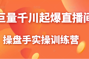 巨量千川起爆直播间操盘手实操训练营，实现快速起号和直播间高投产