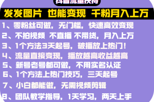 抖音发图就能赚钱！价值1299元的实操文档，全是干货！