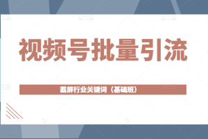 视频号批量引流，霸屏行业关键词（基础班）全面系统讲解视频号玩法