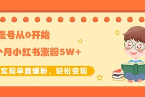 新账号从0开始3个月小红书涨粉5W+实现单篇爆粉，轻松变现（干货）【付费文章】