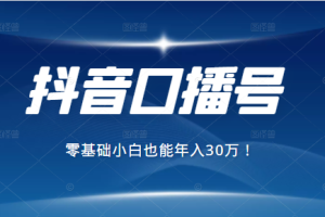 2021年抖音最赚钱的口播号项目，零基础小白也能保底年入30万