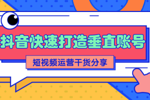 抖音短视频运营分享：如何快速打造一个垂直账号【视频课程】