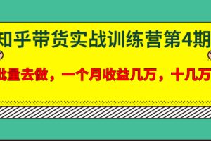 宅男·知乎带货实战训练营第4期：批量去做，一个月收益几万 十几万(无水印)