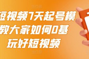 2022短视频7天起号模式，教大家如何0基础，玩好短视频【视频教程】