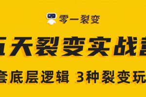 零一裂变·5天裂变实战训练营，1套底层逻辑+3种裂变玩法，2020下半年微信裂变玩法