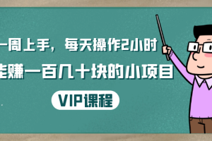 一周上手，每天操作2小时赚一百几十块的小项目，简单易懂（4节课）