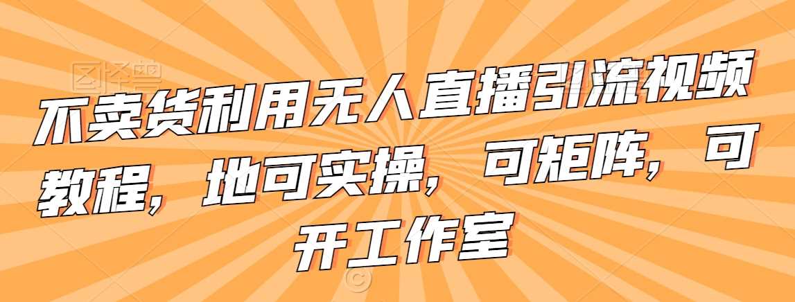 不卖货利用无人直播引流视频教程，地可实操，可矩阵，可开工作室【揭秘】