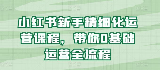 小红书新手精细化运营课程，带你0基础运营全流程